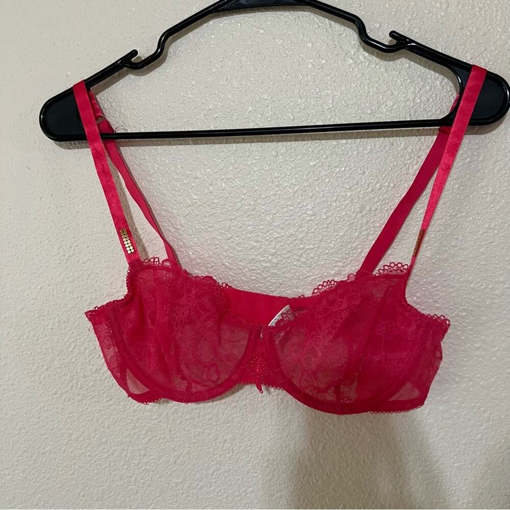 Wacoal 101002 hot bright pink sheer lace underwire bra 34C